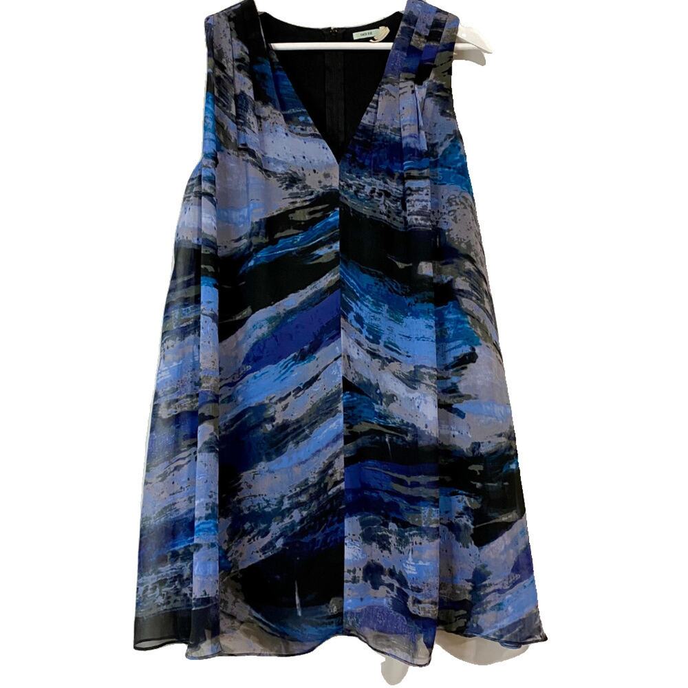 Kimchi Blue Women's V-Neck Zip Closing Mini Dress Blue Black Size Medium EUC